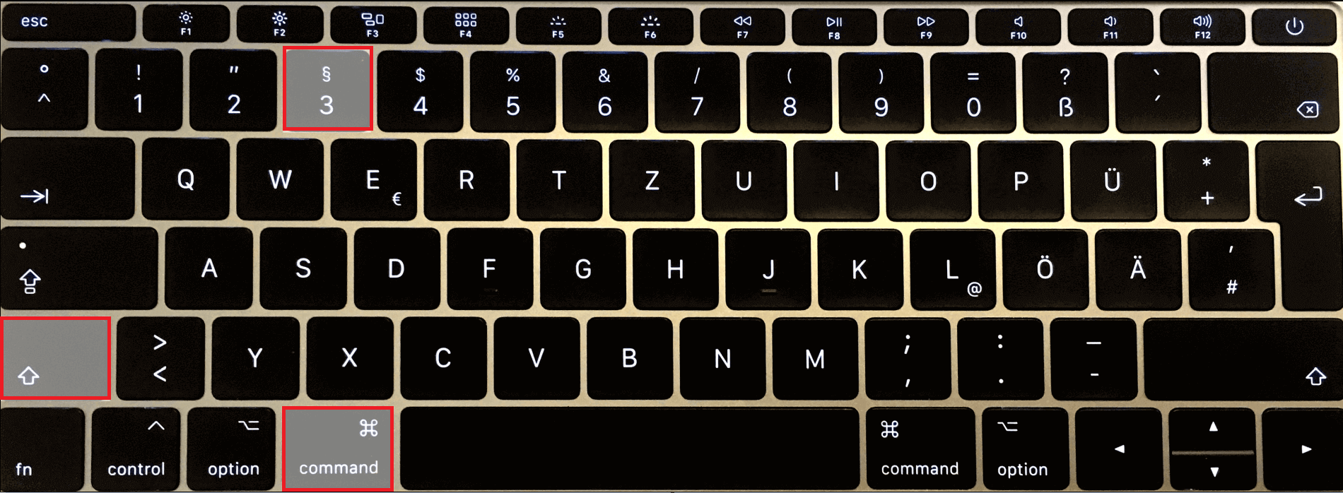 short key for a screenshot mac